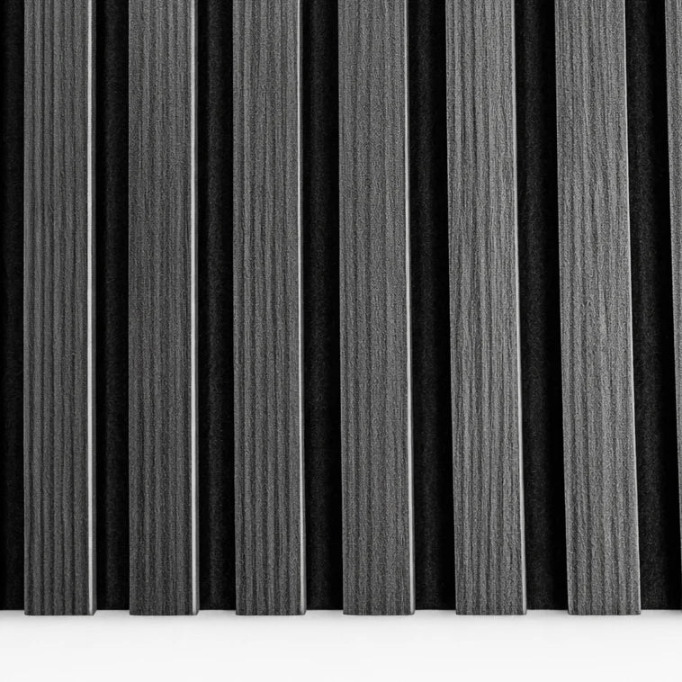 Dark Grey Acoustic Premium slatted wooden felt back wall Panels 2400mm x 600mm - x1 Panel