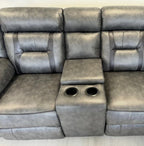 SUPERNOVA ELECTRIC RECLINER SOFA CORNER - Tech Fabric Sofa GREY WITH BLACK TRIM