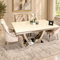London 1.5m Mink Marble Dining Set with 4x Mink Roma Chairs