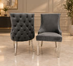 Lewis Marble Dining Table with Kensington Dark Grey Dining Chairs | Elite Ambient Interiors