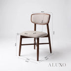ALUXO® Elegantia 1.8m Walnut Dining Set – Sculptural Pedestal Base Table with 4/6/8 Elegantia Oatmeal Bouclé Chairs