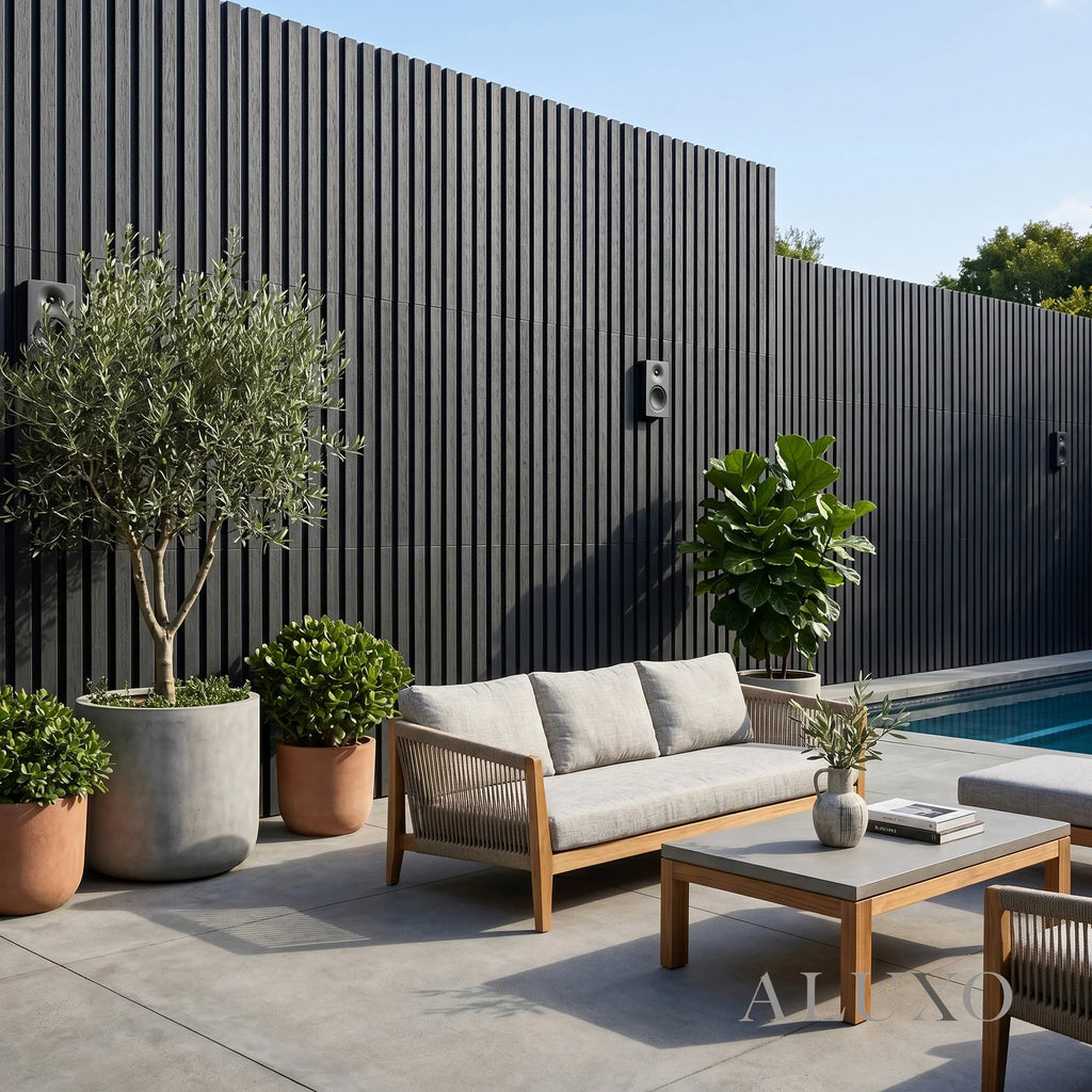 Kladd™ Exterior Wall Panel Composite Cladding Standard Slat - Black Oak | 180cm / 290cm (Set of 4)