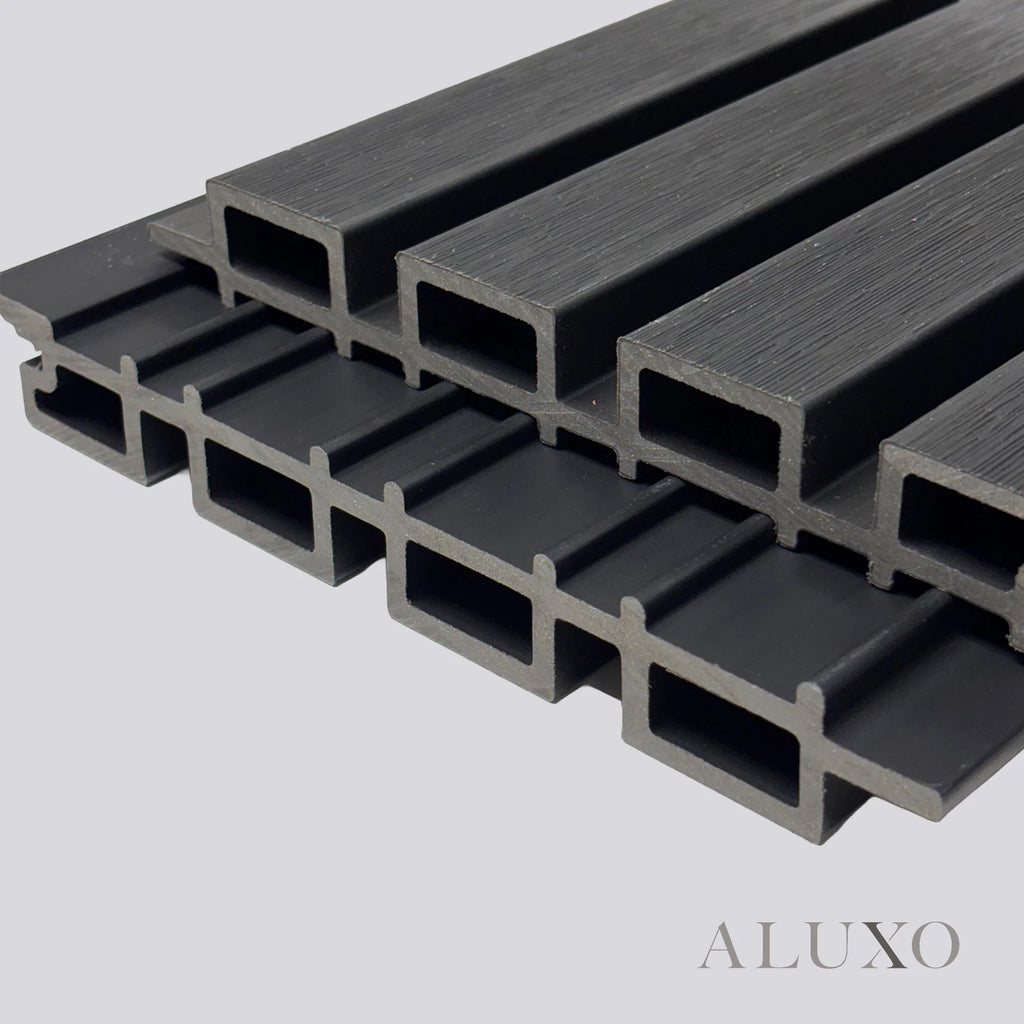 Kladd™ Exterior Wall Panel Composite Cladding Standard Slat - Black Oak | 180cm / 290cm (Set of 4)