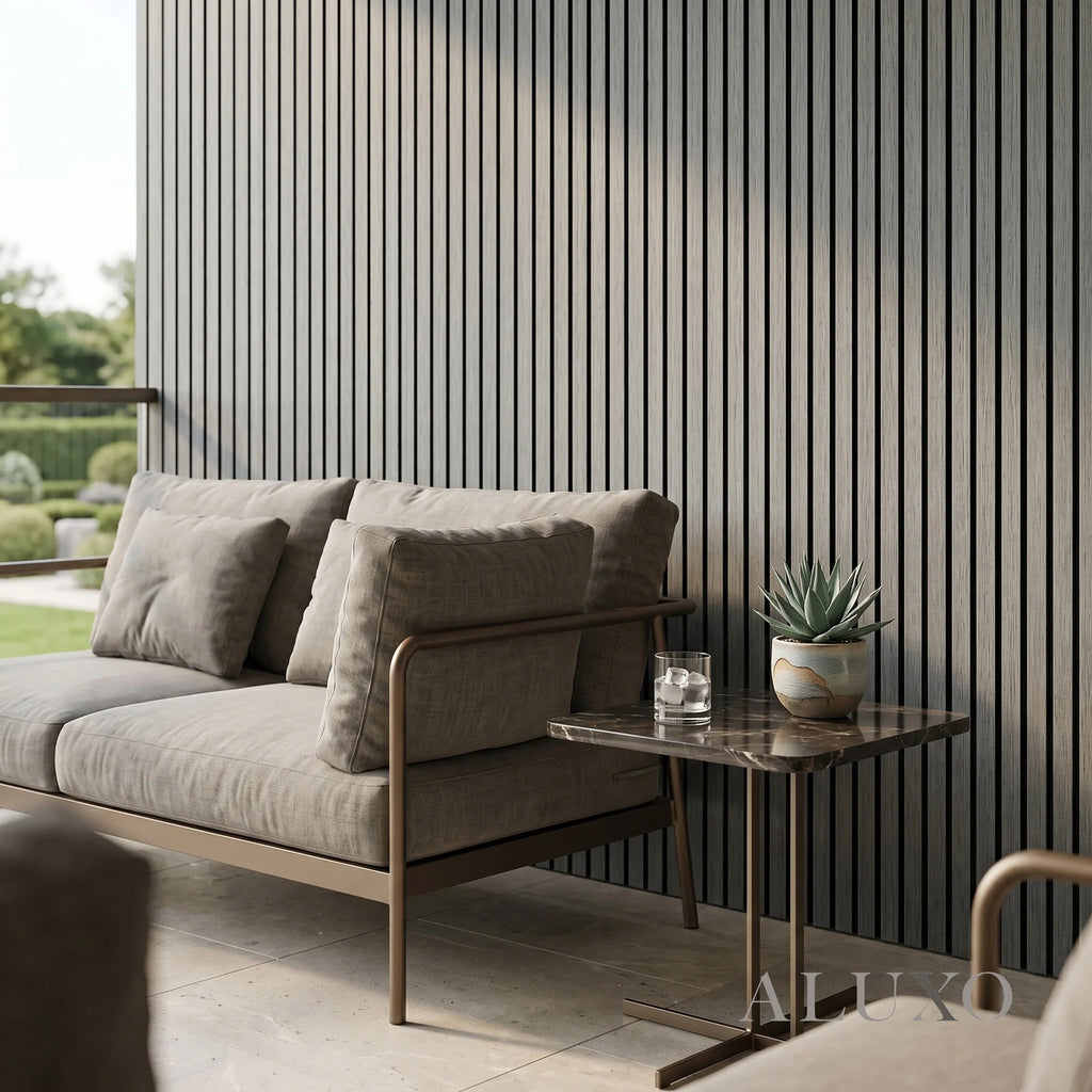 Kladd™ Exterior Wall Panel Composite Cladding Standard Slat - Grey Oak | 180cm / 290cm (Set of 4)