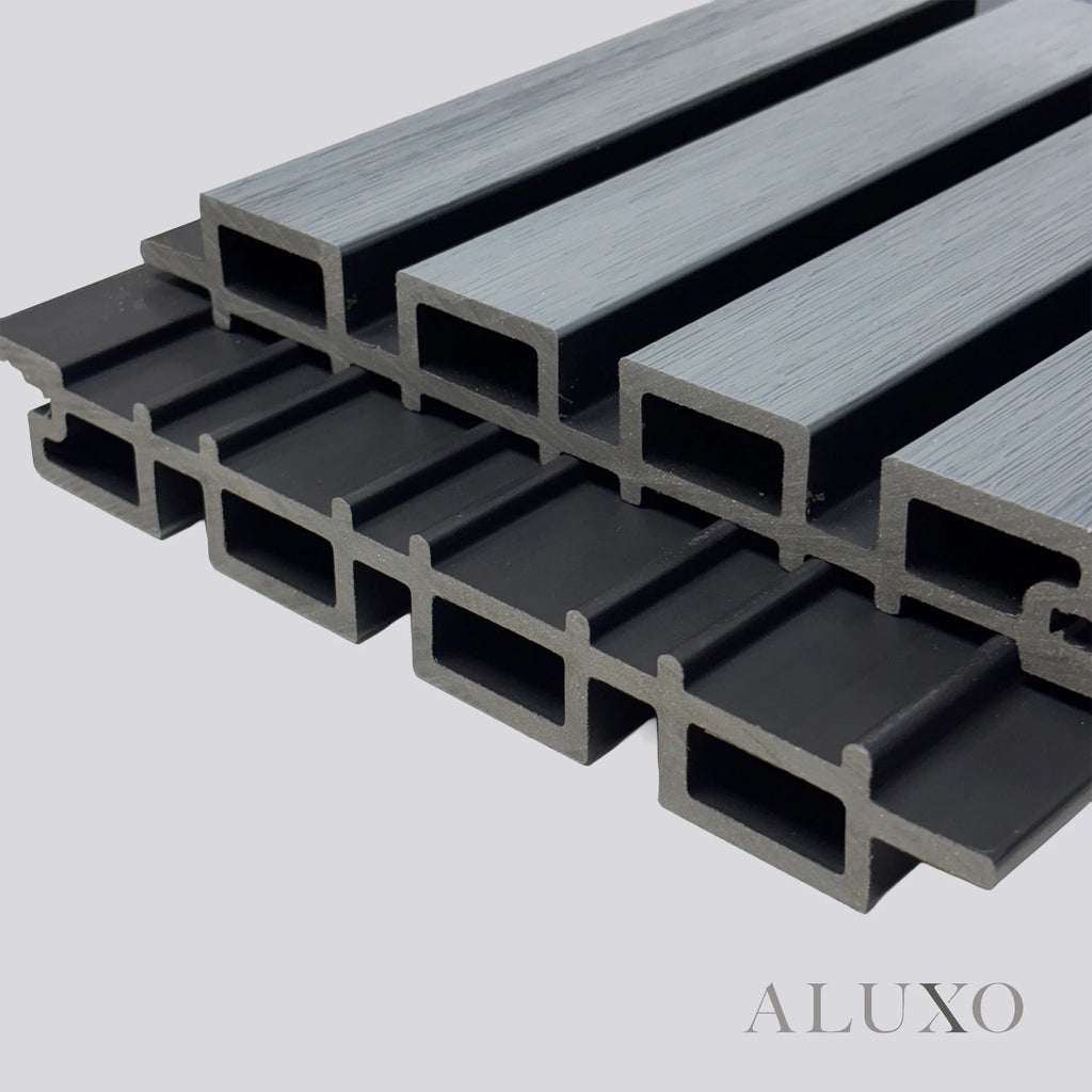 Kladd™ Exterior Wall Panel Composite Cladding Standard Slat - Grey Oak | 180cm / 290cm (Set of 4)