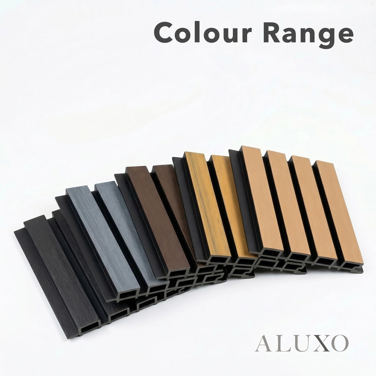 Kladd™ Exterior Wall Panel Composite Cladding Standard Slat - Grey Oak | 180cm / 290cm (Set of 4)