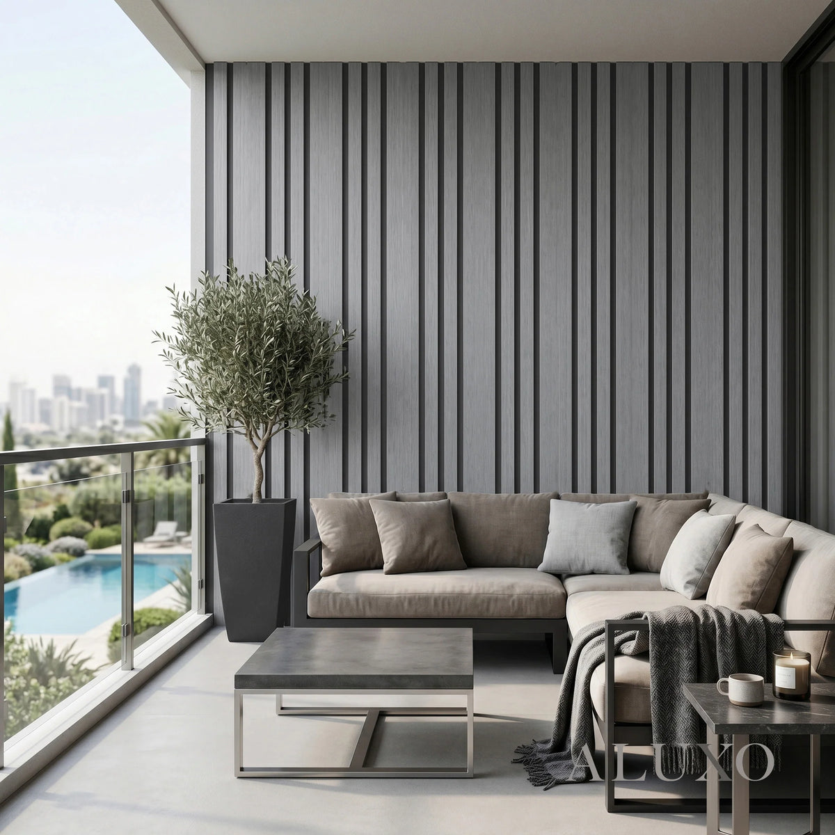 Kladd™ Wide Exterior Wall Panel Composite Cladding 86mm Slat - Grey Oak | 180cm / 290cm (Set of 4)