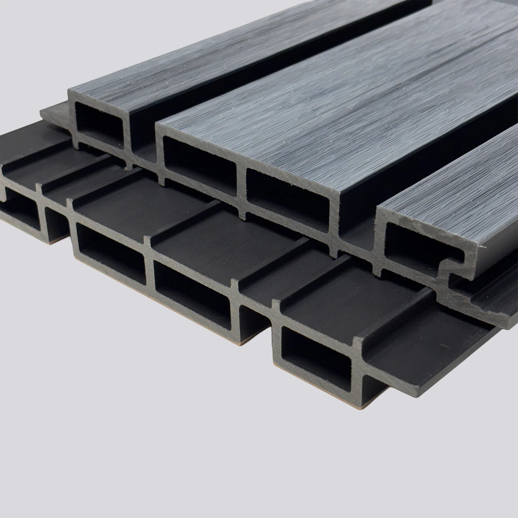 Kladd™ Wide Exterior Wall Panel Composite Cladding 86mm Slat - Grey Oak | 180cm / 290cm (Set of 4)