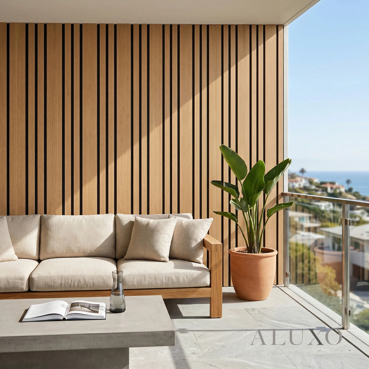 Kladd™ Wide Exterior Wall Panel Composite Cladding 86mm Slat - Light Oak | 180cm / 290cm (Set of 4)
