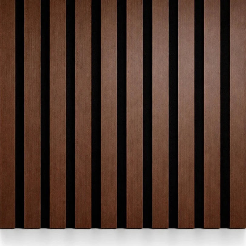 Walnut Acoustic Premium slatted wooden wall Panels 2400mm x 600mm - X1 Panel