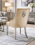 130cm Round Marble Dining Set With Roma Chairs Lion Knocker