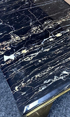 Louis Gold Marble Dining Table + Victoria Gold Dining Chairs Ring Knocker