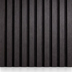 Jet black Acoustic Premium slatted wooden felt back wall Panels 2400mm x 600mm - x1 Panel