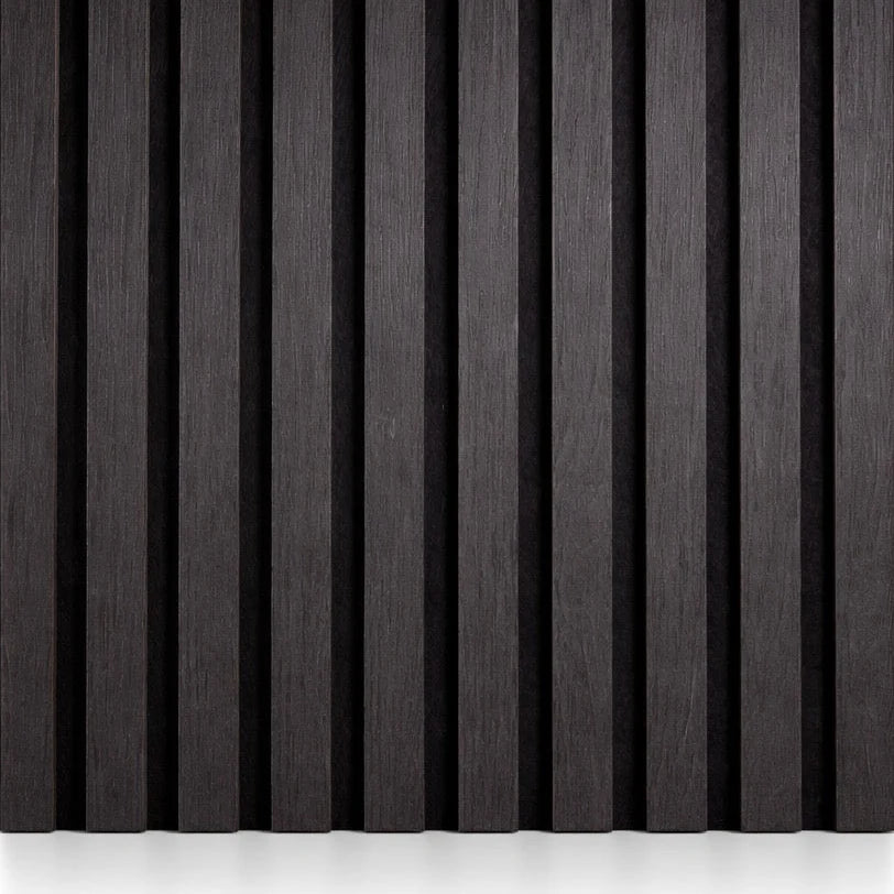 Jet black Acoustic Premium slatted wooden felt back wall Panels 2400mm x 600mm - x1 Panel