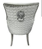 Pair of 2 Majestic Dining Chairs Silver Crush Velvet