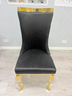 Roxby Black and Gold Dining Chairs Leather | Order 2-4-6-8-10