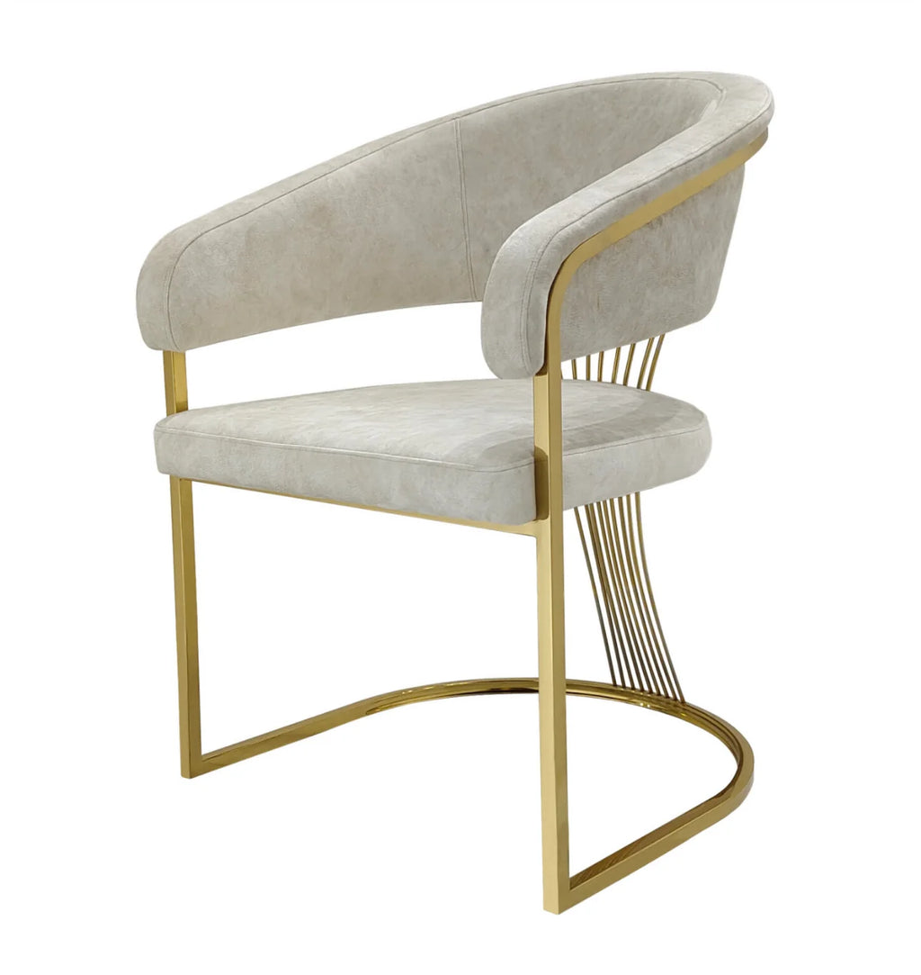 Pair Of 2 Roma Cream And Gold Dining Chair