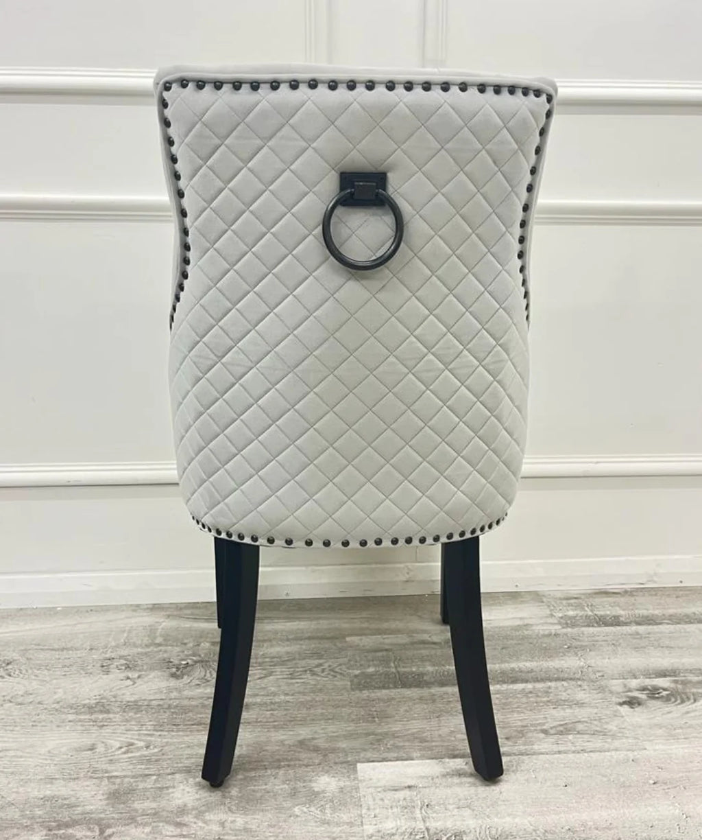 Pair Of 2 Bentley Light Grey Dining Chair Black Leg
