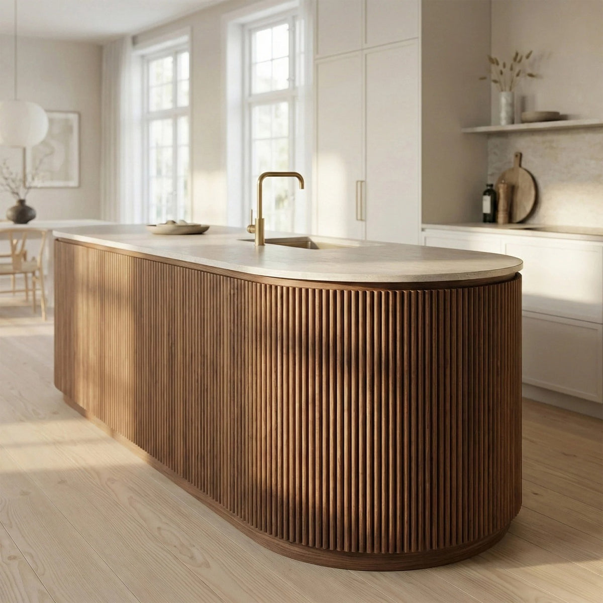 Flexii™ Flexible Walnut Reeded Wall Panel | Mini Fluted Wood Slats 240cm x 60cm (Set of 2)