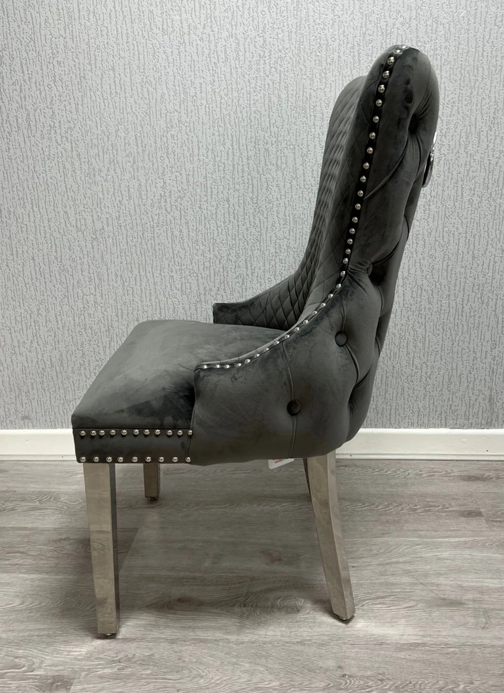 Pair Of 2 Victoria Dark Grey Dining Chair Ring Knocker