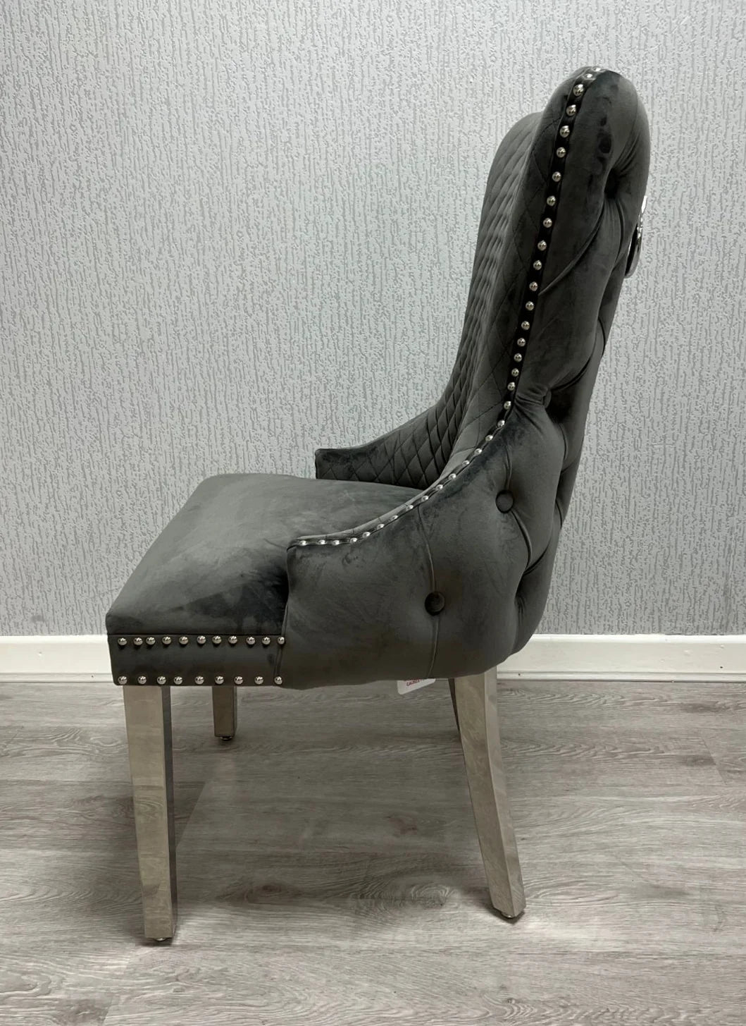Pair Of 2 Victoria Dark Grey Dining Chair Ring Knocker