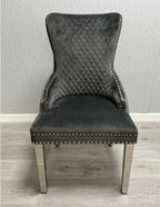 Pair Of 2 Victoria Dark Grey Dining Chair Ring Knocker