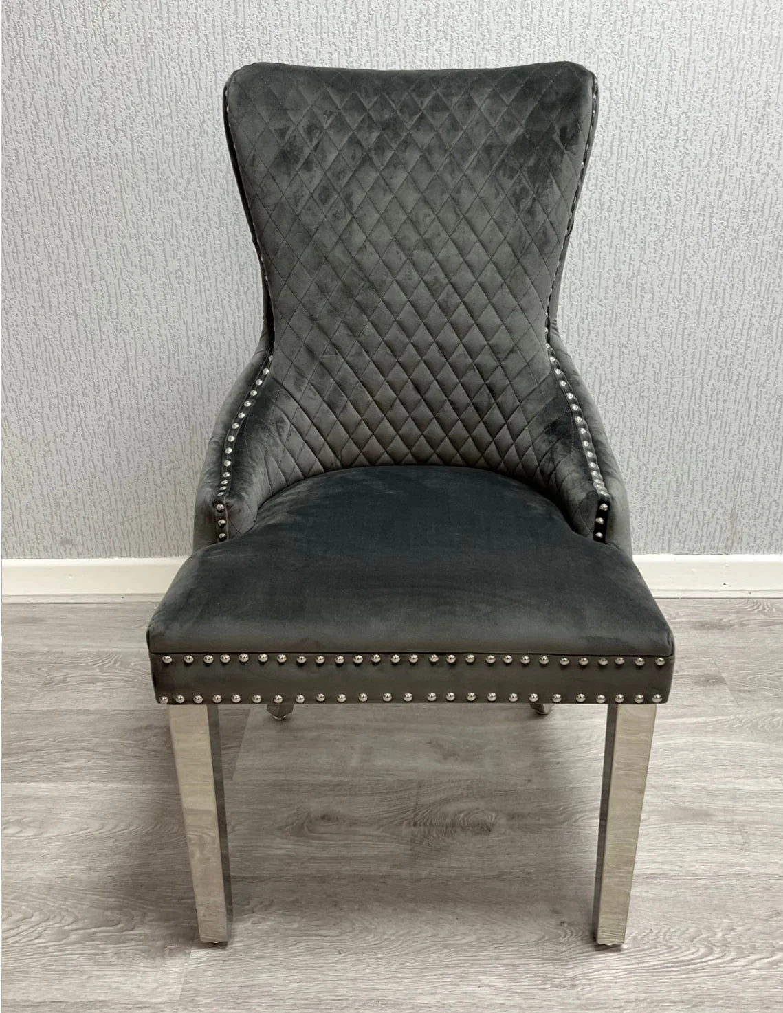 Pair Of 2 Victoria Dark Grey Dining Chair Ring Knocker