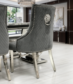 Louis 200cm Marble Top Dining Set With Rose Knocker Velvet Chairs