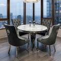 Louis 110cm Round Marble dining table With Bentley Chairs