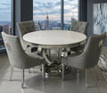 130cm Round Marble Dining Set With Roma Chairs Lion Knocker