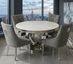 130cm Round Marble Dining Set With Roma Chairs Lion Knocker
