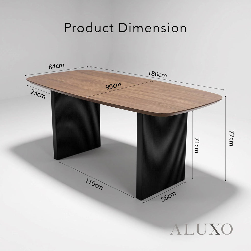 ALUXO® Genesis 180cm Walnut Dining Table - Slimline Fluted Base
