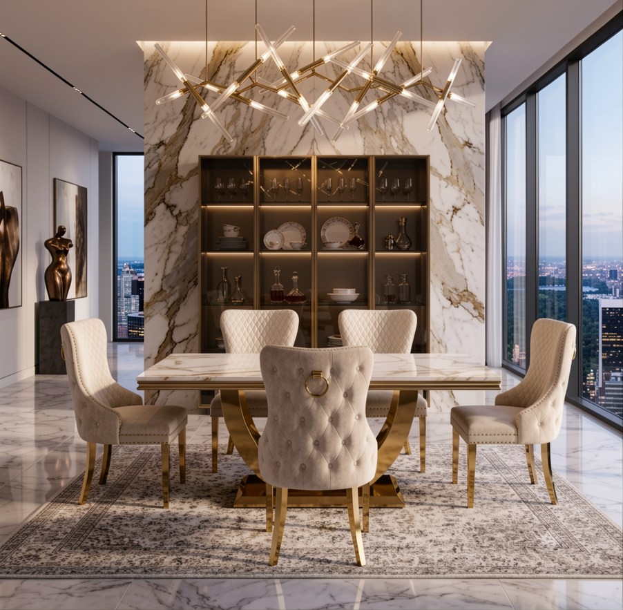 Gold Arial 180cm Victoria Dining Set