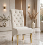 Pair Of 2 Sofia Cream & Gold Knocker Dining Chair