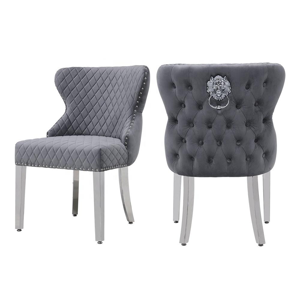 The Louis 2.0M Marble Dining set with Lewis Lion Knocker Dining Chairs