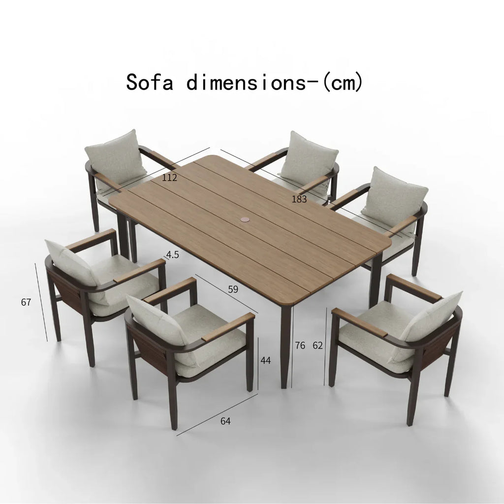 Hemera 6 Seater Garden Dining Set – Modern Aluminium Patio Table & Chairs UK