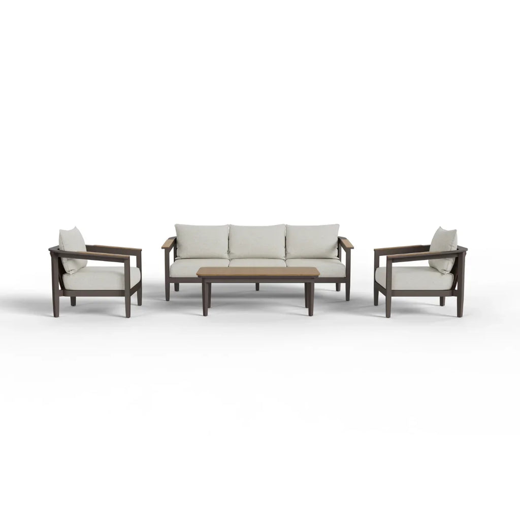 Hemera 5 Seater Outdoor Lounge Set – Wood Effect Aluminium Garden Furniture