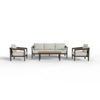 Hemera 5 Seater Outdoor Lounge Set – Wood Effect Aluminium Garden Furniture