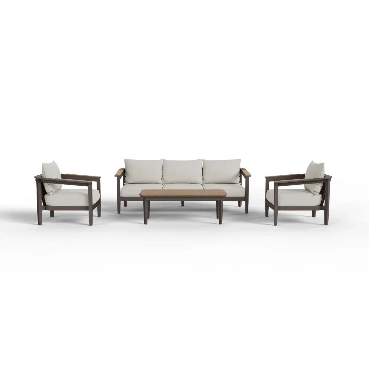 Hemera 5 Seater Outdoor Lounge Set – Wood Effect Aluminium Garden Furniture