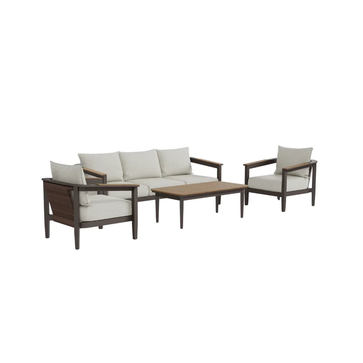 Hemera 5 Seater Outdoor Lounge Set – Wood Effect Aluminium Garden Furniture