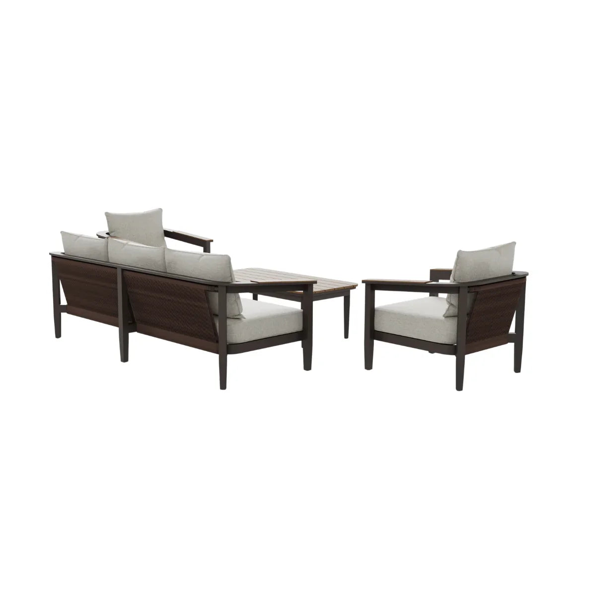 Hemera 5 Seater Outdoor Lounge Set – Wood Effect Aluminium Garden Furniture