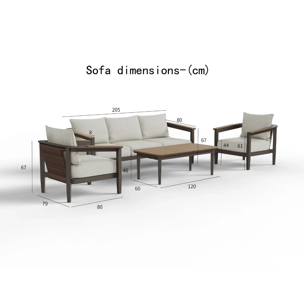 Hemera 5 Seater Outdoor Lounge Set – Wood Effect Aluminium Garden Furniture