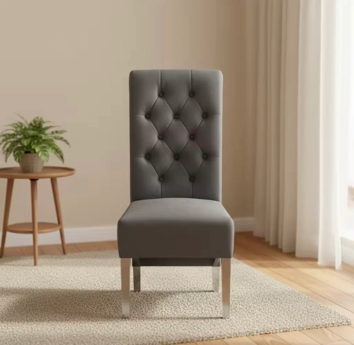 Pair of 2 Sofia Dark Grey Lion Knocker Luxury Dining Chair