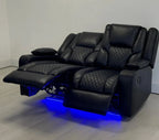 Electric Recliner Sofa Black Roma 3 Seater Recliner Sofa & 2 Seater Recliner Sofa