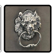 Luxury Louis Grey Marble Dining Table Set with 4 Lion Knocker Chairs