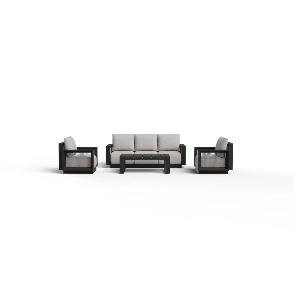 Ikos 5 Seater Outdoor Lounge Set – Onyx Aluminium & Polyrattan Garden Sofa Set UK