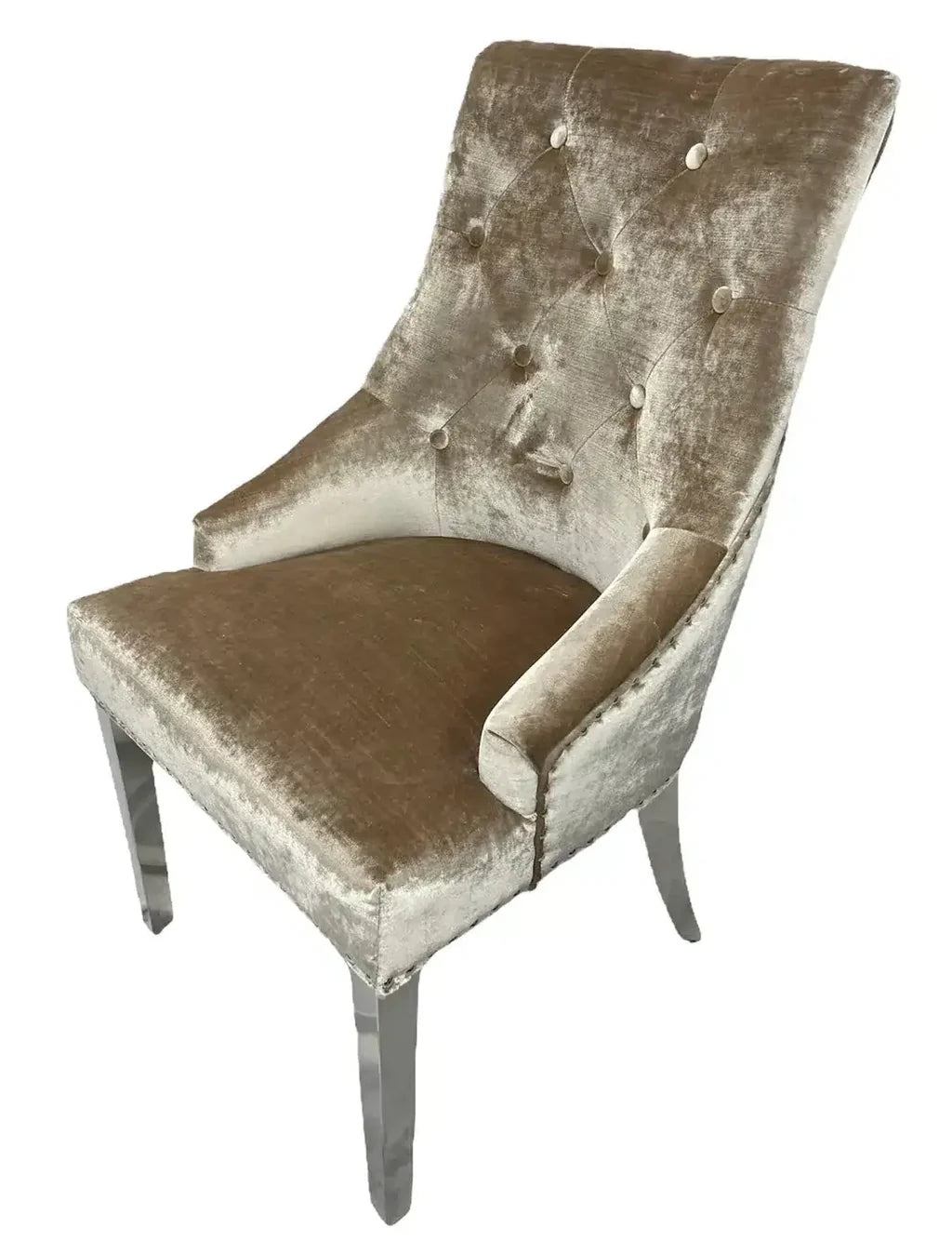 Louis Cream Dining Table Set With 4 Jessica Champagne/Mink Knockerback Chairs