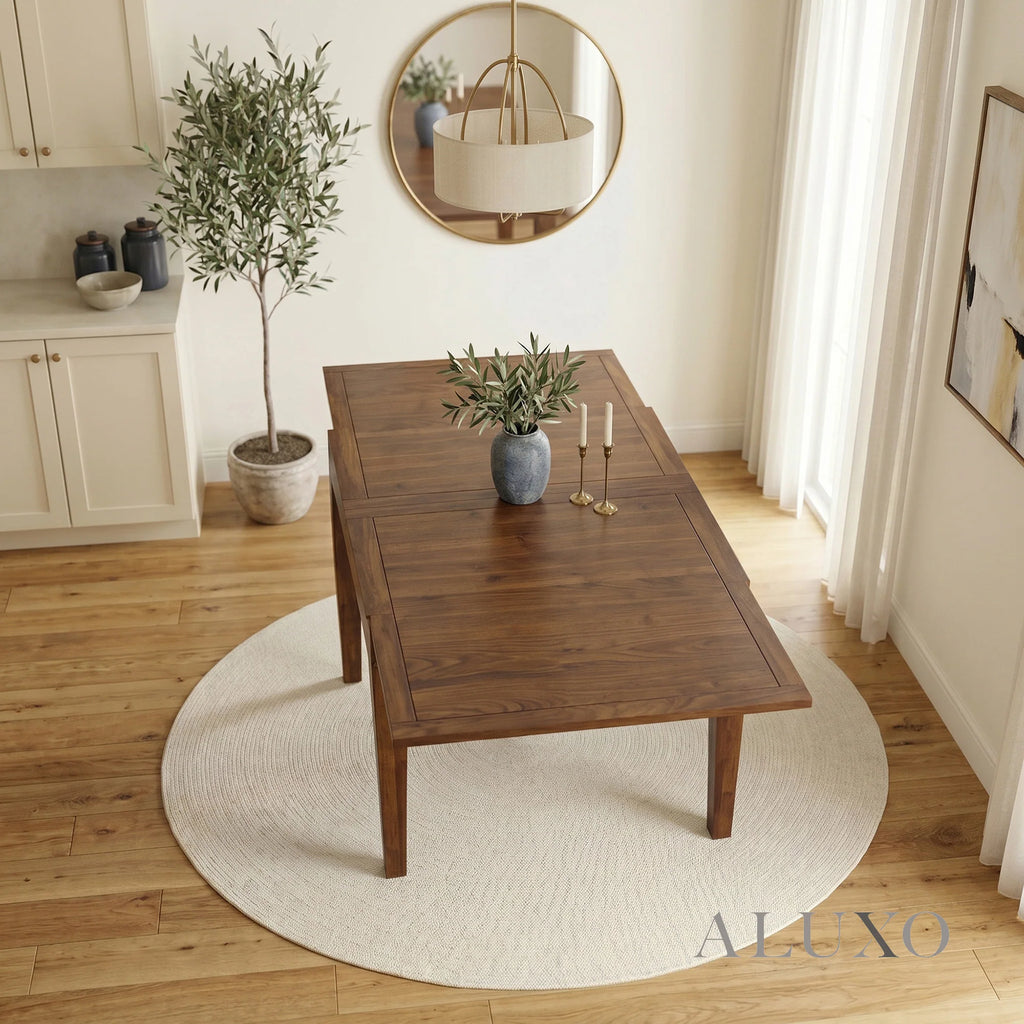 ALUXO® Journey 90-180cm Walnut Dining Table - Square Extendable Rectangular Top