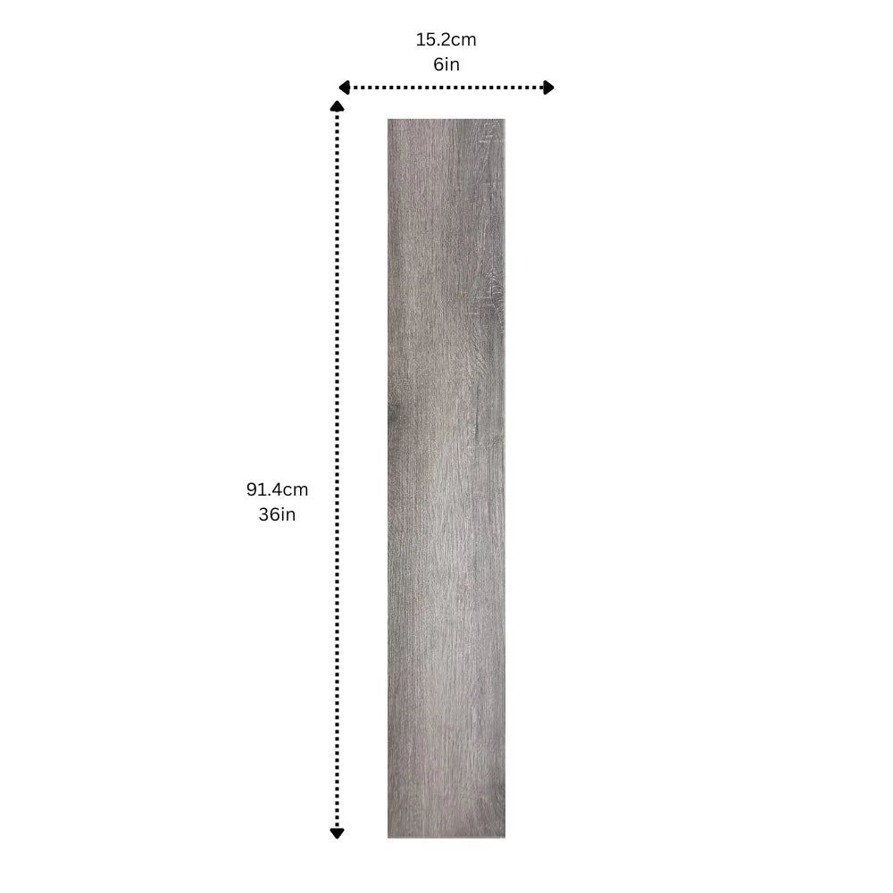 ALUXO® LVT Self Adhesive Vinyl Flooring Tiles - Wood Effect Charcoal | 914mm x 152mm (5m² Pack)