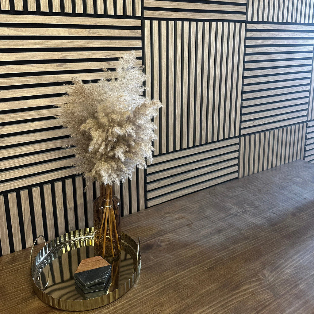 Light Oak Wooden Acoustic Wall Panels – 60cm x 60cm Wall Cladding UK